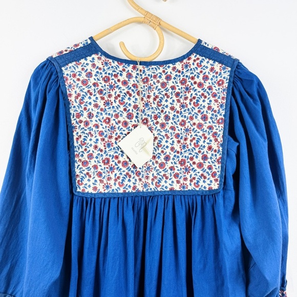 MATTA 100% cotton beautiful blue quilted midi dress NWT - Picture 10 of 15